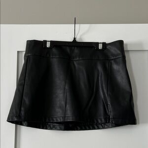 Black Faux Leather Mini Skirt - Women's Fashion